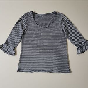 Philosophy Women's Navy Stripe Scoop-neck Elbow Bell Sleeve Top